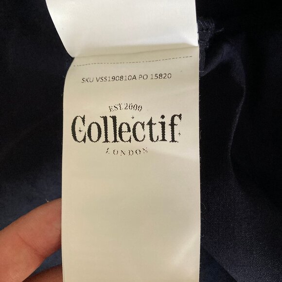 *NEW* Collectif Hadley plain navy swing dress with pockets size L - Picture 9 of 11